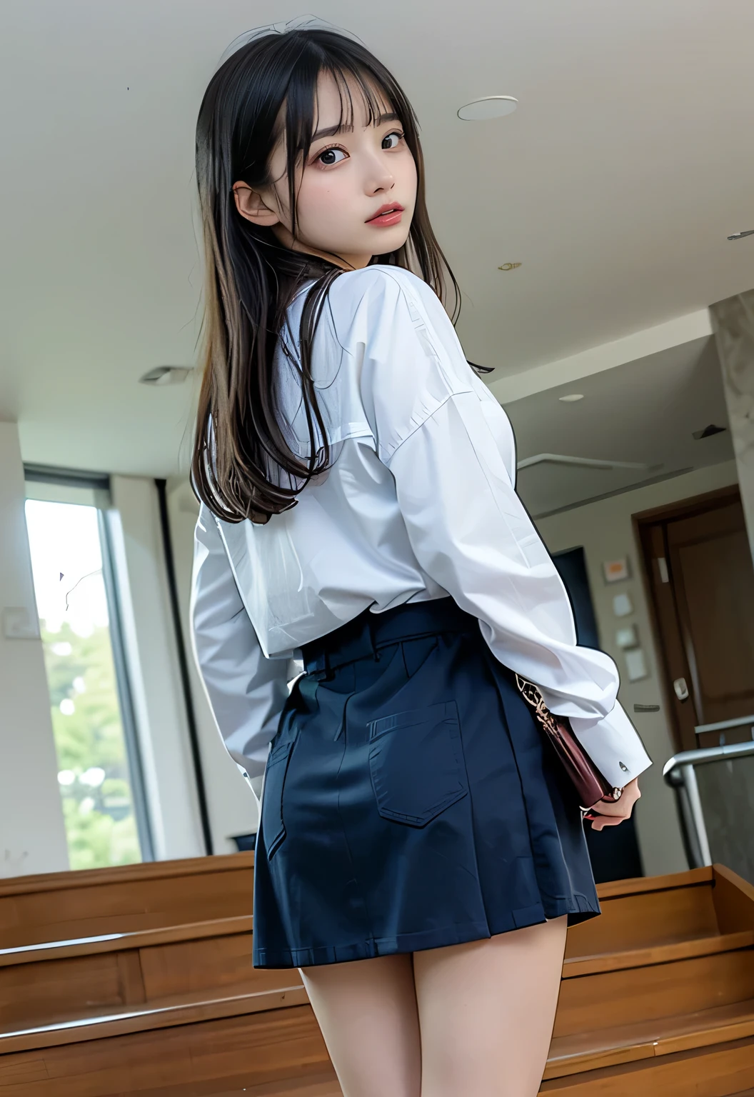 ULTRA REALISTIC [8K] Realistic A beautiful Korean 19 year girl wearing_School_uniform With a Very small skirt that,some_portion_ASS_can_be_seen_below_skirt, ultra high res.photorealistic:1.4,UHD, Emphasizing looking back to the camera smile face, Classroom,Ultra Realistic, Bigg Ass, Clear Day wearing School uniform I can see her ass Below the skirt, Very small skirt,Close short full body portrait, ASS, Low_Camera_Angle, ASS to face Short, I can see her Ass below the Skirt, very_small_skirt, biggest ASS, took_the_camera_lower, Short_the_skirt Sexy sexy sexy xxx