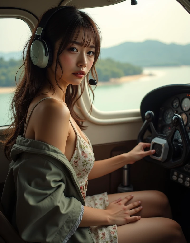 (Japanese20A beautiful woman in her late twenties with a bob cut is skydiving4000Meters)、She is sensual、Micro Bikini、very sexy swimsuit、They have their arms and legs spread out and look like they are having a great time.!