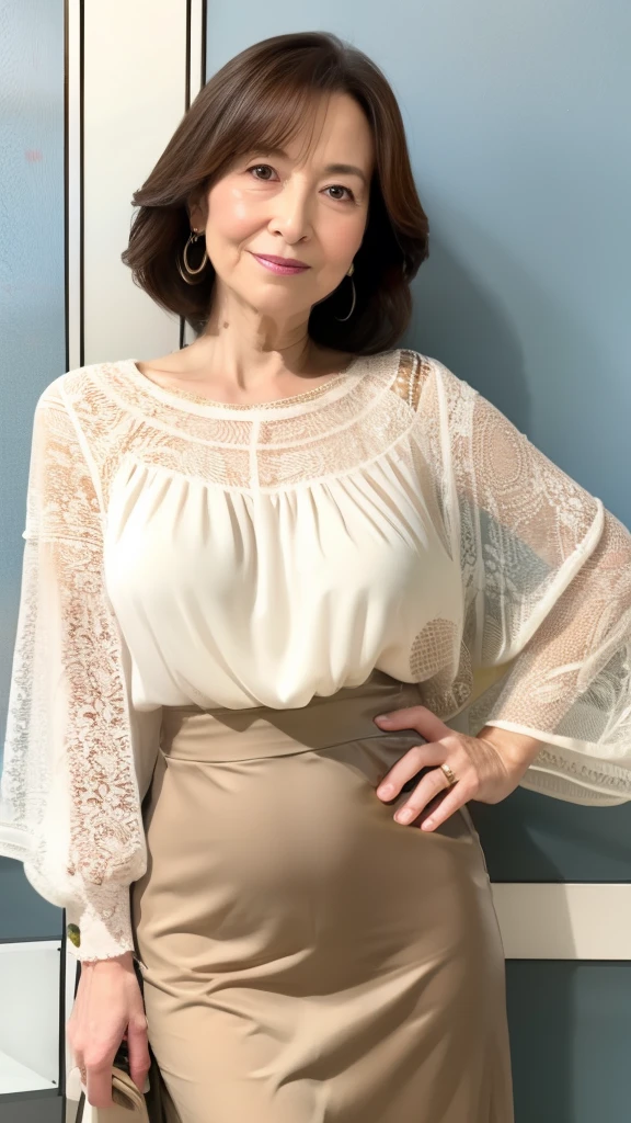Remove Background, gravure, gaze in front, (describe the lips correctly) ,(Close lips), Wearing a white blouse, wearing brightly colored panties, from the chest up, masterpiece, Best Quality, Ultra-detailed, Photorealistic, super detailed skin, Perfect Anatomy, (1 japanese mature woman), (Solo), 95 years old, Large breasts, Mature Woman Politician, glamor, A sexy, Chromo-white skin, Looking at Viewer
