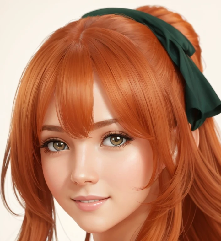 a young woman in her 20s(perfecta).  Of English and American origin  (perfecta, beautiful,linda,sexy), a small part of Asia  (beautiful,elegant,sexy), big eyes,  extremely detailed 8k wallpagapager CG unit),(master page  ), ( la mejor calidad), (  ultra-detailed  ), (  best illustration ),(Best shadow), cowboy shot, Standing.beautiful smile, Autumnal copper orange hair, Chubby cheeks 