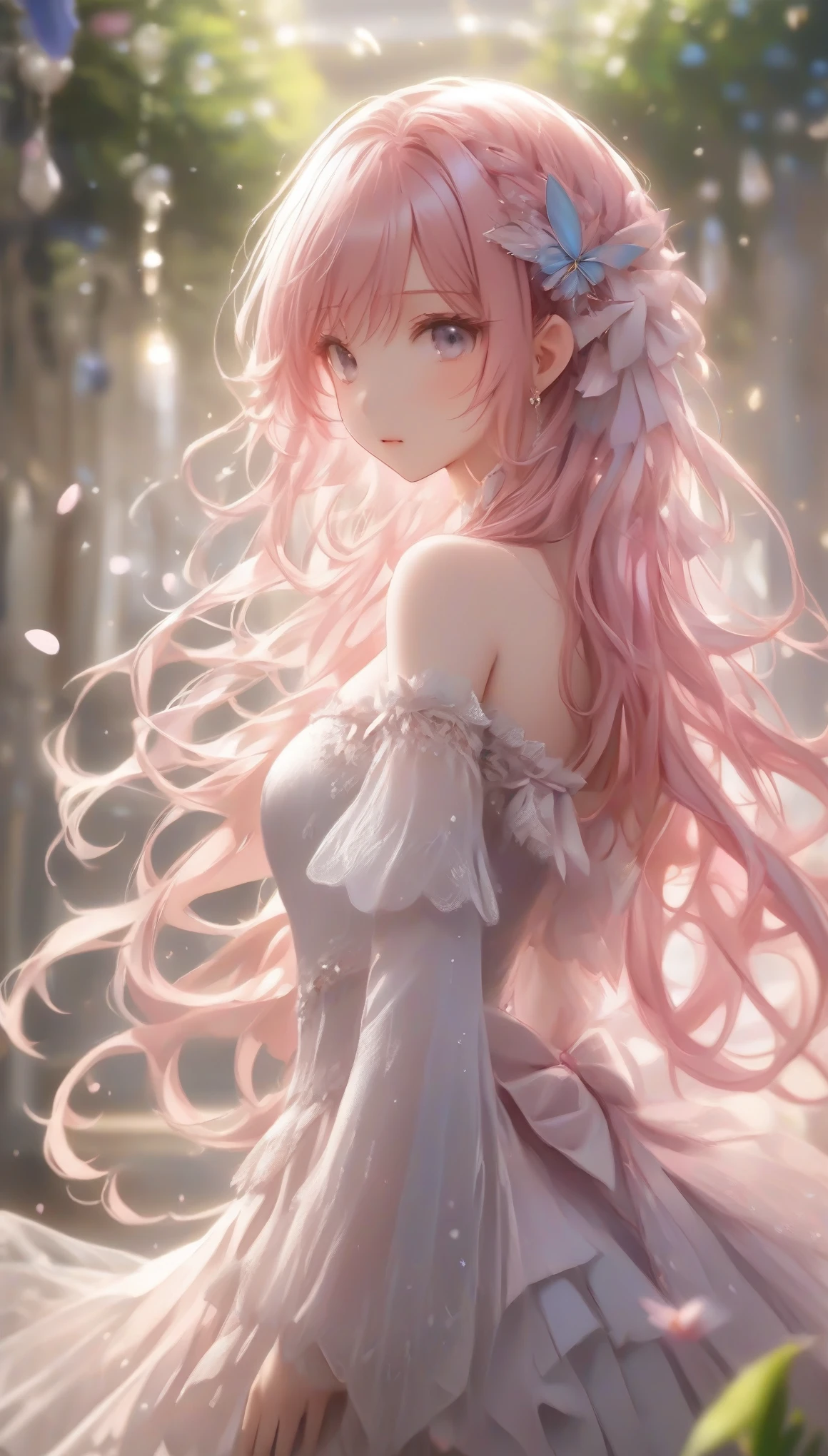 masterpiece,extremely best quality, official art, cg 8k wallpaper, (Fantasy Style:1.1), (artistic atmosphere:1.2),(full body:1.4), (Korean style:1.3), (nsfw, seductively charming:1.5),
(1 woman, 20 years old, long pink hair:1.2),
(bare shoulders:1.5),(see-through_silhouette:1.4), (narrow waist:1.22),
pixiv 10000 users, highly detailed, pixiv, (beautiful face), incredibly detailed, (an extremely beautiful), (best quality)