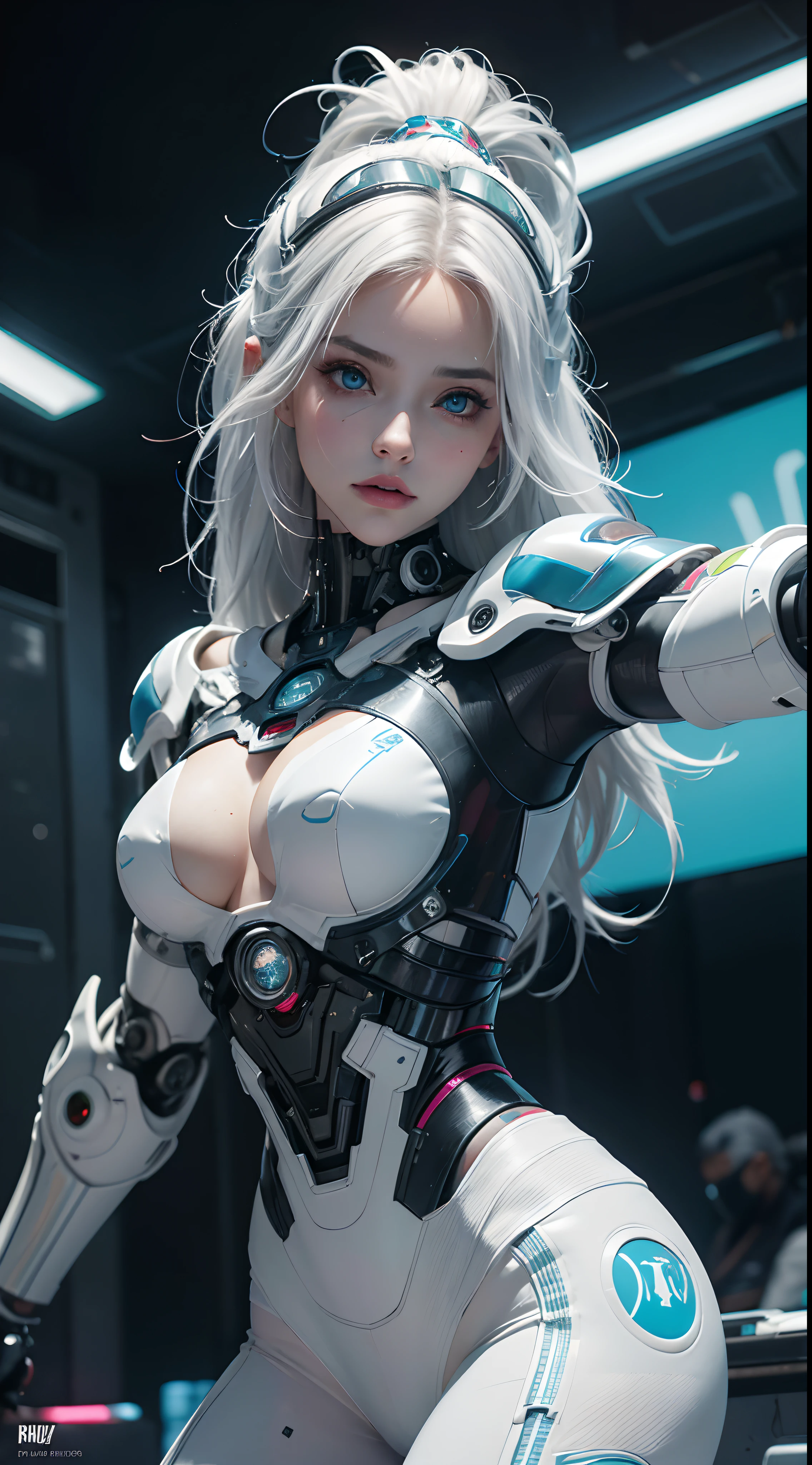 nsfw, 1girl, nude, full body, cyberpunk, mechanics, (masterpiece: 1.4), (8K, realistic, raw photo, best quality: 1.4), naked, sitting on machine, skirtlift, legs open, nipple areola shape clear, slit_pussy, beautiful breasts, Japanese girl, beautiful cute face, (real face: 1.4), perfect pussy, beautiful hairstyle, realistic blue eyes, beautiful detail eyes, (real skin: 1.3), beautiful skin, attractive, ultra high resolution, ultra realistic, cinematic lighting, white colored hair, long hair, city ruins, futuristic world