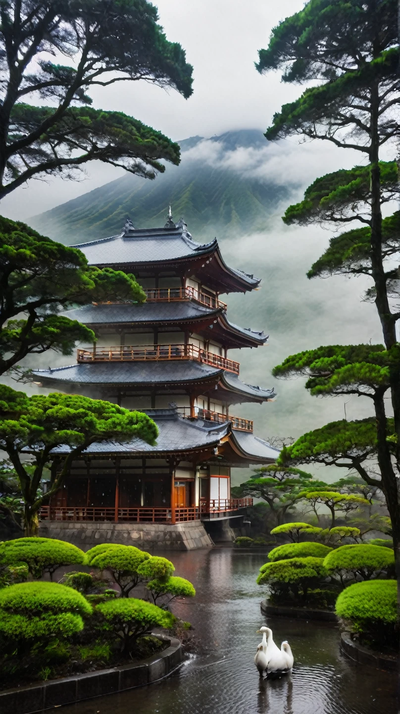 japan in rain with wildlife