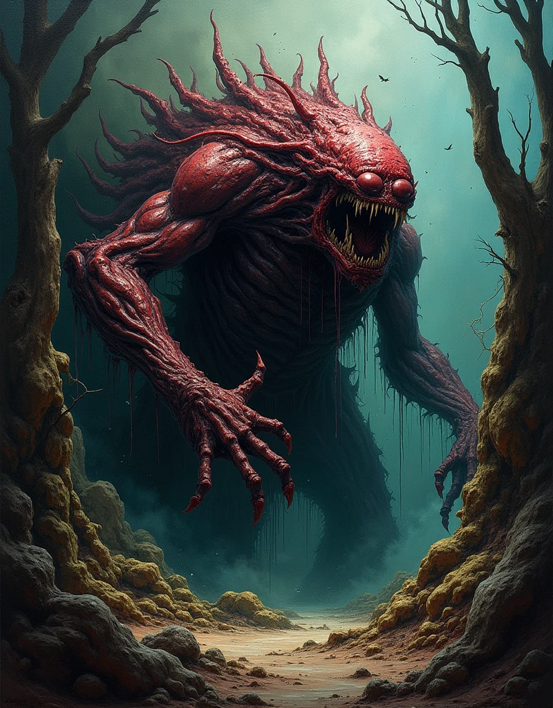 Masterpiece, bloody, densely phobic, horror, giant monsters
