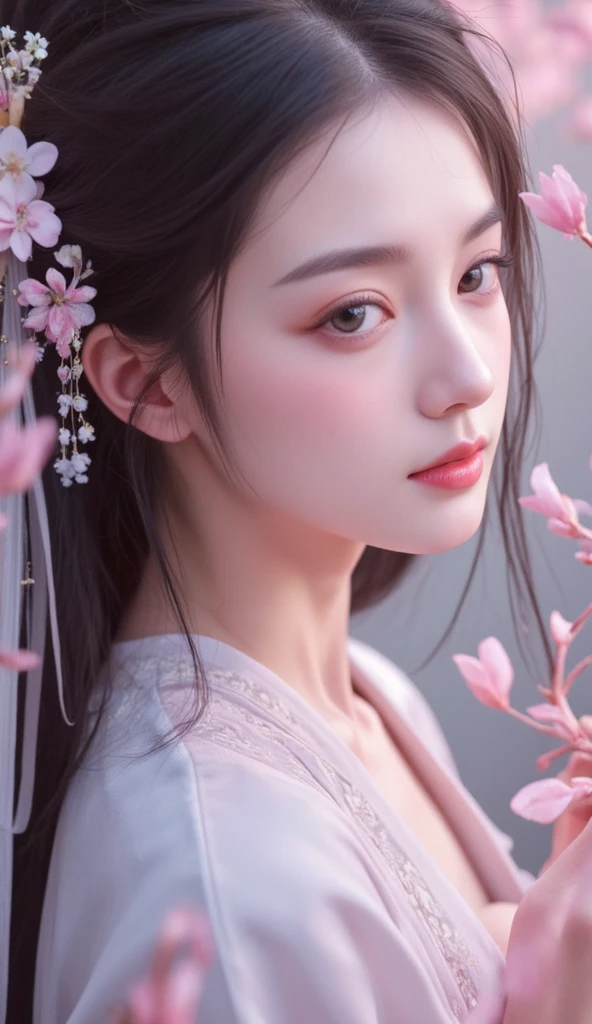 un gros plan d&#39;une femme portant une robe noire et un casque doré, beau rendu de la dynastie Tang, palais ， une fille en hanfu, une belle impératrice fantastique, tendance sur cgstation, inspiré de Du Qiong, par Yang J., style chinois, oeuvre d&#39;art dans le style de guweiz, inspiré de Lan Ying, belle peinture de personnage