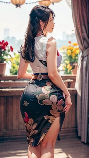  A mature milf Asian woman with long hair ,20years old, full body (pantie line),widest hips ,thick hips,big sized ass,ass emphasized,detailed,realistic,rare view,view from behind,long and thick hair in a flower garden, wears a long Indonesian batik black skirt and a black Indonesian batik shirt, Indonesia batik with intricate design,thick body, acmm ss outfit, acmm long skirt, wearing acmm sleeveless top,waist shot, floral patterned shirt,very attractive and beautiful, with lovely look, traditional clothes, very beautiful enga style, (high detailed skin:0.8), 8k uhd, dslr, soft lighting, HDR, warm light, high quality, film grain, Fujifilm XT3,ass emphasized,widest round hips,widest huge ass,big ass,thick thighs,tight skirt wrapped around her hips,view from behind,((big sized ass)),((view from behind)),((thickest hips)).((widest hips)),thick thigs,shot waist,detailed eyes. Full body ,Create a flawless image (especially free of hand errors).