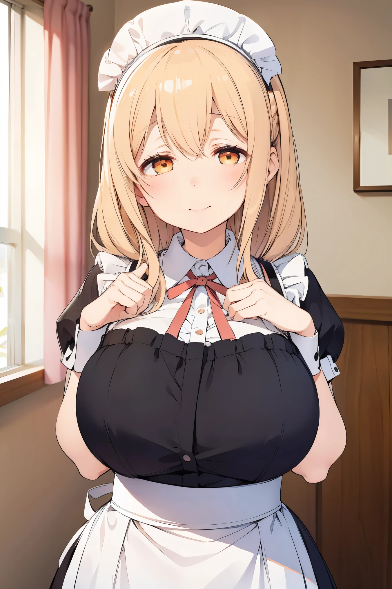 sunohara ayaka,maid uniform, smile, slim waist, gigantic breasts,happy smile,sexy pose,erotic,sexy