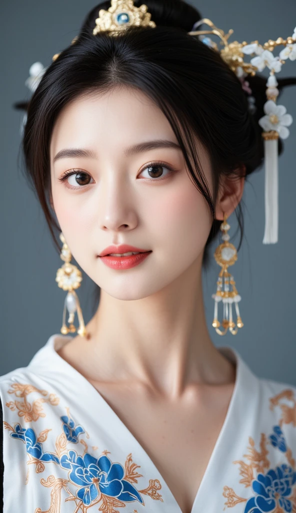 un gros plan d&#39;une femme portant une robe noire et un casque doré, beau rendu de la dynastie Tang, palais ， une fille en hanfu, une belle impératrice fantastique, tendance sur cgstation, inspiré de Du Qiong, par Yang J., style chinois, oeuvre d&#39;art dans le style de guweiz, inspiré de Lan Ying, belle peinture de personnage