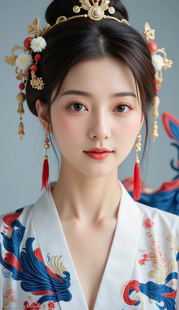 un gros plan d&#39;une femme portant une robe noire et un casque doré, beau rendu de la dynastie Tang, palais ， une fille en hanfu, une belle impératrice fantastique, tendance sur cgstation, inspiré de Du Qiong, par Yang J., style chinois, oeuvre d&#39;art dans le style de guweiz, inspiré de Lan Ying, belle peinture de personnage