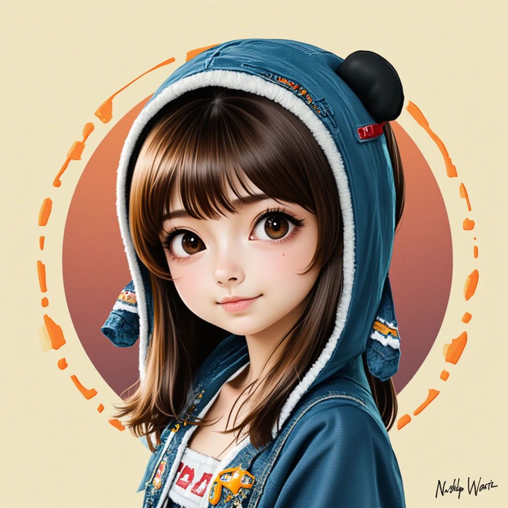 an logo of a girl with hoodie, no background