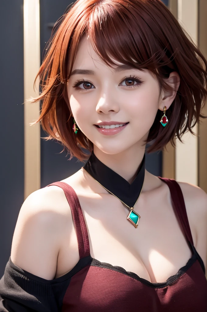 masterpiece,pyra, ****ung girl,red pupils,red hair,short hair,(seductive smile)