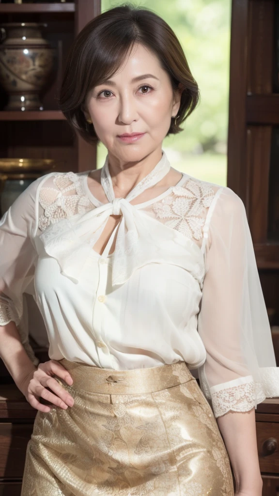 Fractal Art, gravure, look forward to, ((Wearing a dog collar)), slave, Flashy makeup, From the chest up, masterpiece, Highest quality, Very detailed, Realistic, Very detailed肌, Perfect Anatomy, (1 Japanese Mature), (alone), 120 years old, Big Breasts, Mature female politician, Glamour, sexy, Chromo White Skin, View your audience,