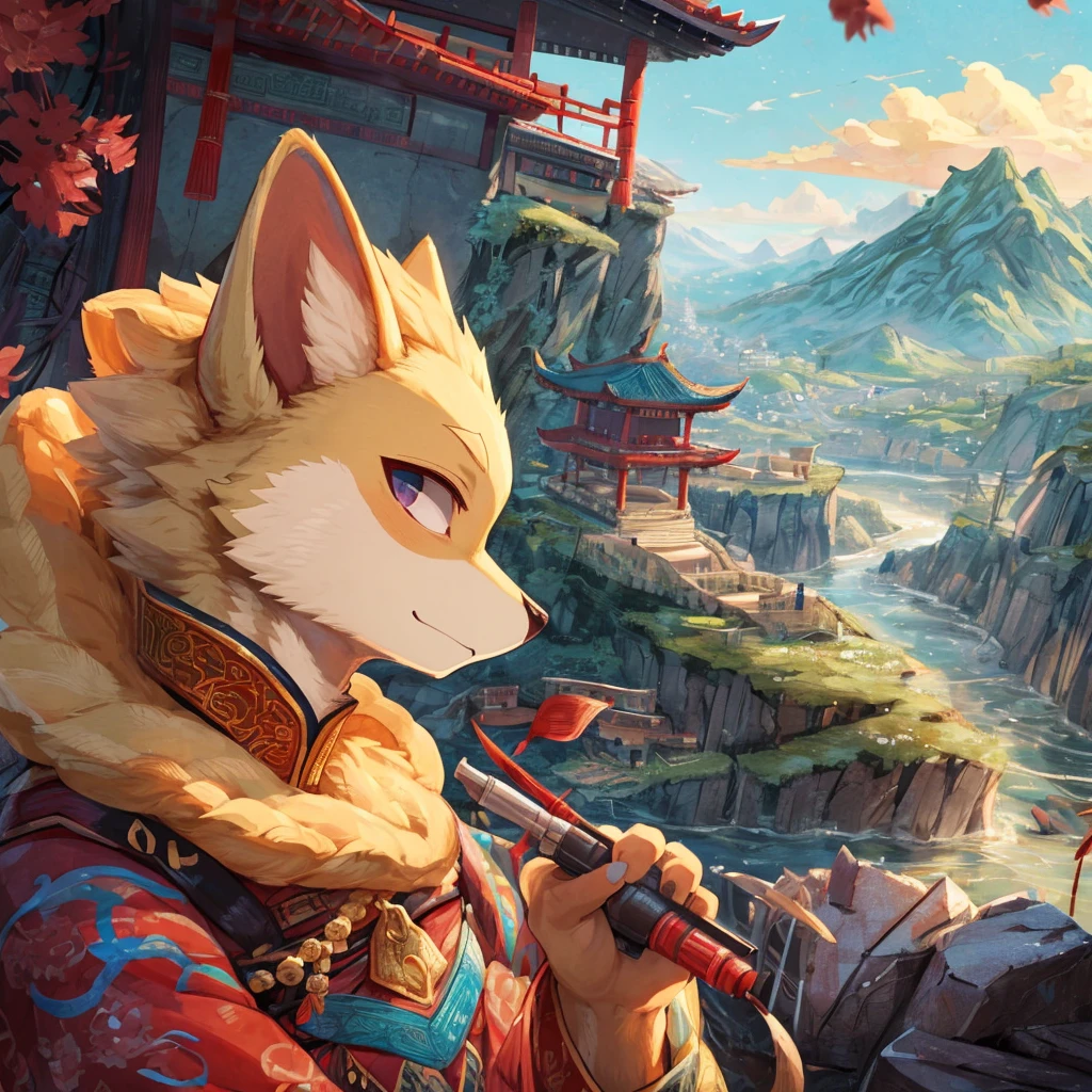 ((by null-ghost, by Syuro, by Bebebebebe, best quality, masterpiece, perfect anatomy, detailed picture)), bright light, depth of field, ethereal light background, masterpiece, 2K, (calligraphy ink mountain and seas, landscape background:1.5), high focus detailed background, very satisfied light condition, shanghai scroll, calligraphy, (bright tone color:1.7), calm and peace, 16K, HD, masterpiece, Depth of Field, ((bust portrait)), motion cleared, ukiyo-e style, (chinese golden cloud auspicious background:1.3)