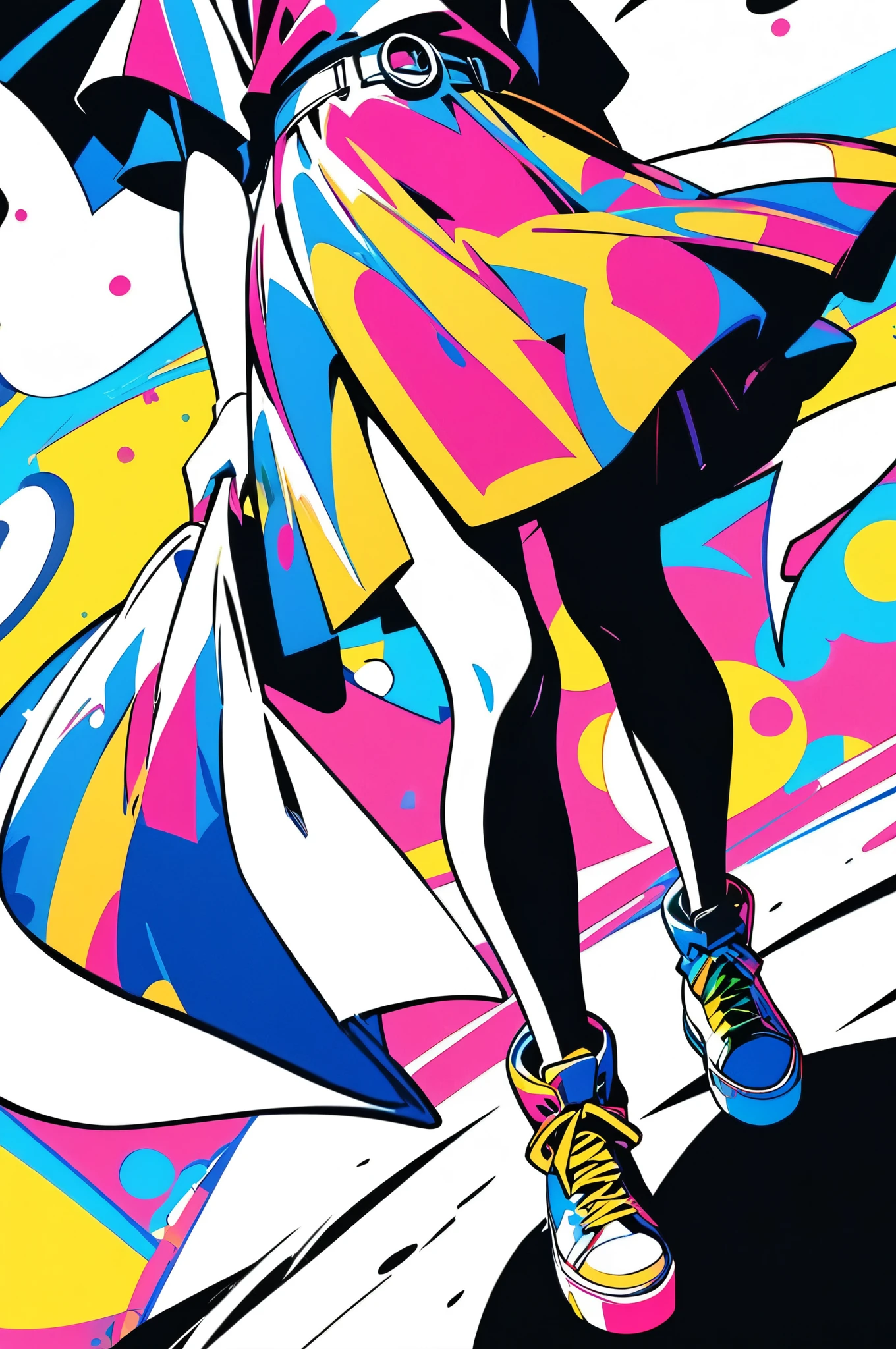 popart,high contrast,(masterpiece, best quality:1.2), 1girl,solo,(full body), anime style, best quality, close up, peace sign,