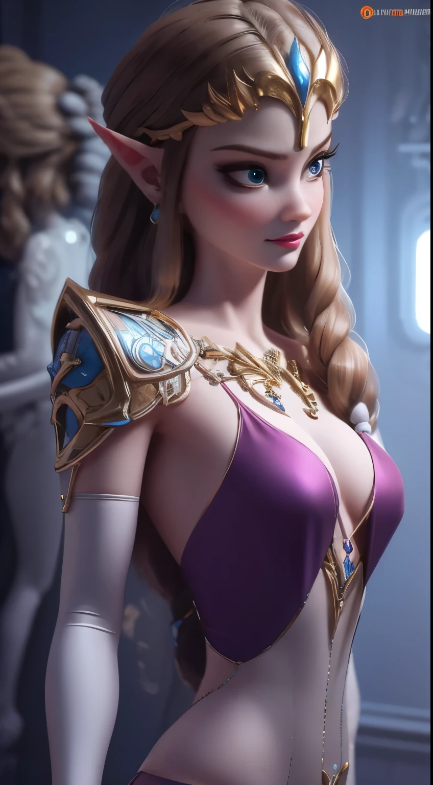 Zelda) is very hot. busty. cutout. production