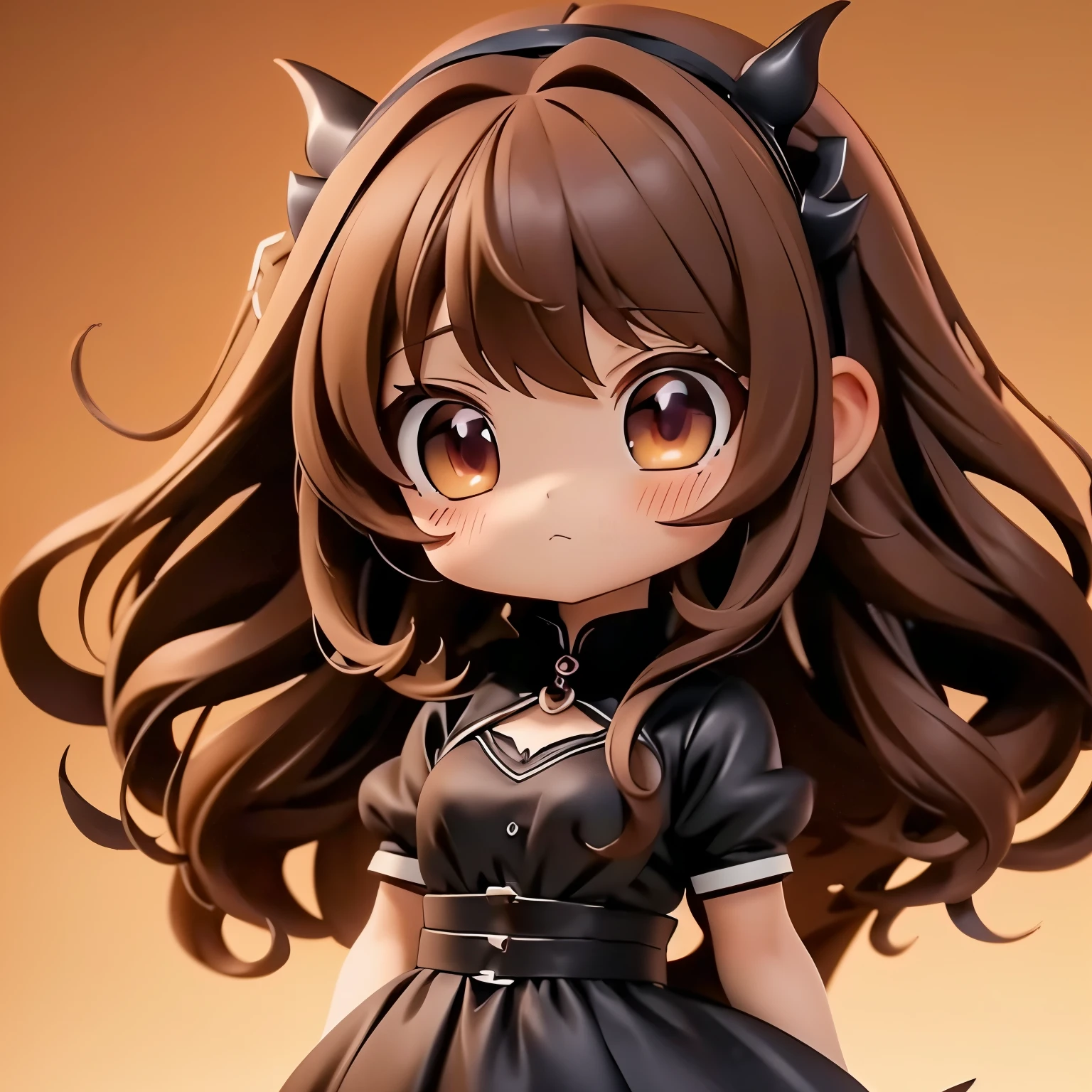 带角和骷髅图案裙子的Anime Girl, (( light brown hair))(Wearing a skirt, gothic maiden Anime Girl, Cute anime in a beautiful dress , Anime moe art style, Anime Girl wearing a black dress, Night Core, (Anime Girl), Anime style 4K, Slightly fat, high quality animation art style , Anime Girls, demon Anime Girls