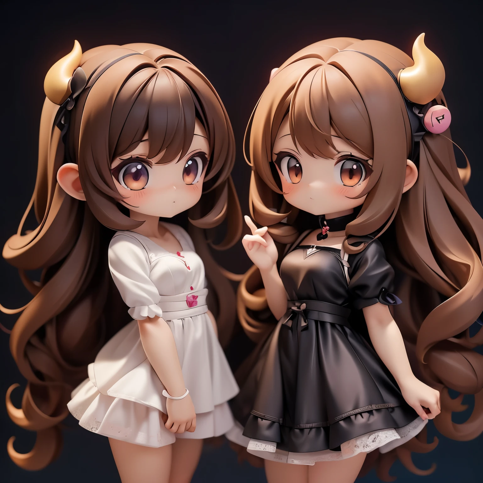 带角和骷髅图案裙子的Anime Girl, (( light brown hair))(Wearing a skirt, gothic maiden Anime Girl, Cute anime in a beautiful dress , Anime moe art style, Anime Girl wearing a black dress, Night Core, (Anime Girl), Anime style 4K, Slightly fat, high quality animation art style , Anime Girls, demon Anime Girls