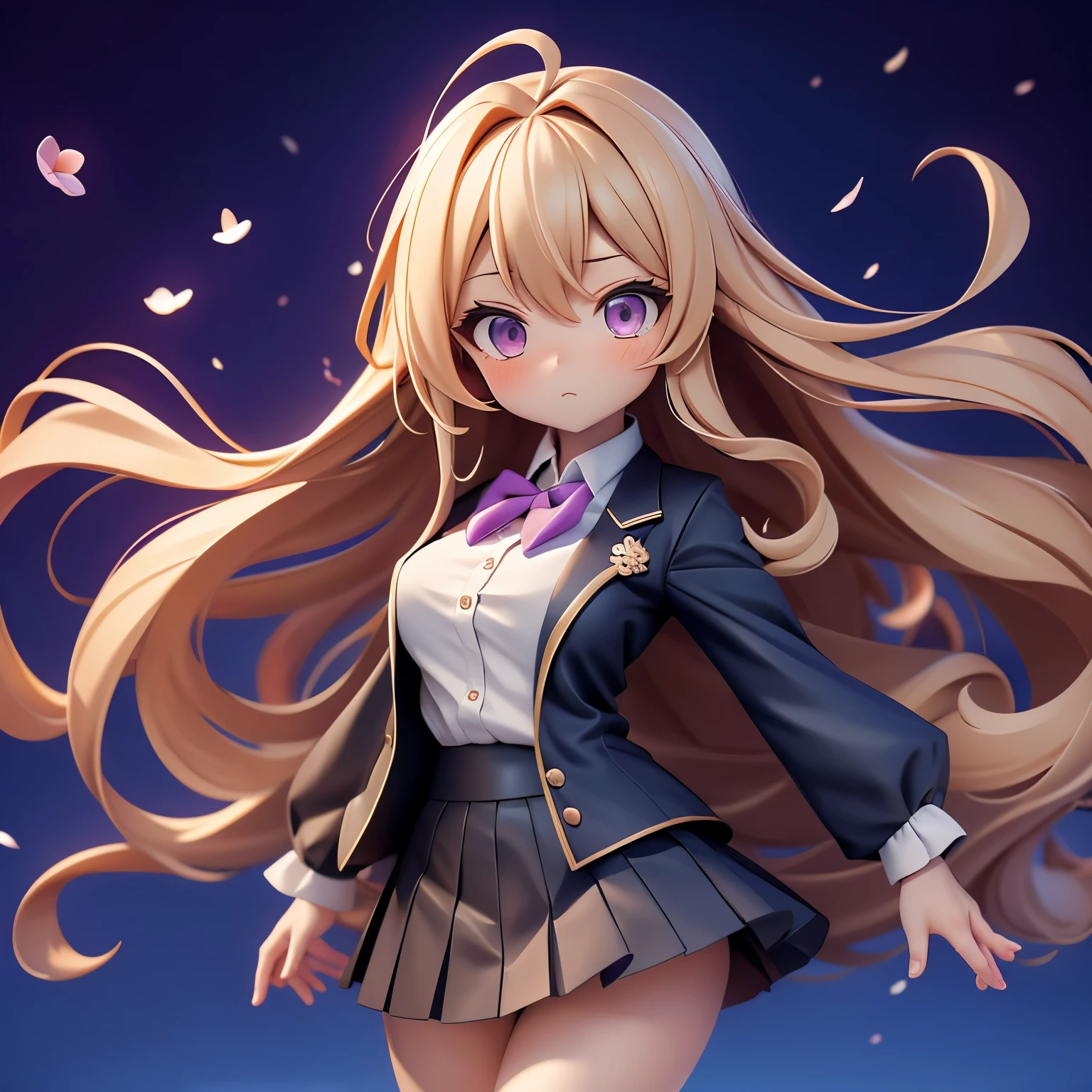 ( dynamic angle :1.3), 极限特写 ,Windy,电影般of亮点,1 Girl, upper body,Dance, stare at the viewer , Purple_Evergarden, 独自of, Jewelry, blank Eye,brooch, Blonde _hair,( vevry long hair:1.2),floating hairlong_sleeve, ribbon, 蓝色of_Eye, jacket, skirt, gem, hair_ribbon,Sky, depth_of_site, a close view of flying petal,