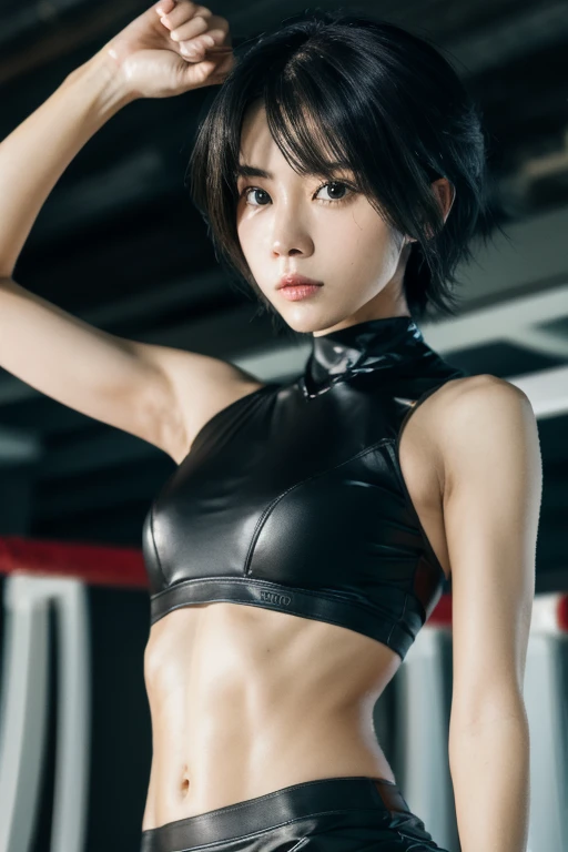 Analog Style, High resolution, (((masterpiece))), coal miner, woman, (sexy:0.9), dirty, cyber punk, Futuristic, Science fiction, Very detailed, short hair, Award-winning movie posters, (((Realistic)))、A little slender