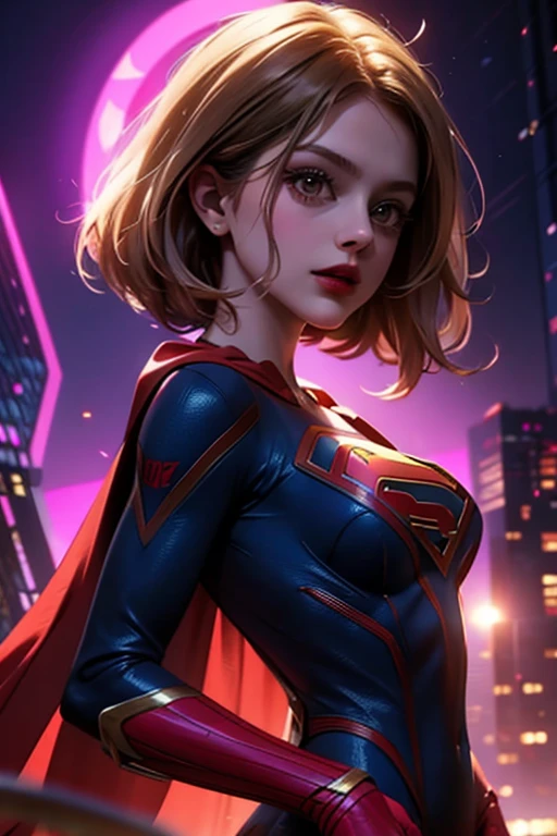 Supergirl in the style of Spider-Man, masterpiece, best quality, abstract, psychedelic, neon, (honeycomb pattern), (creative:1.3), sy3, SMM, fantasy00d