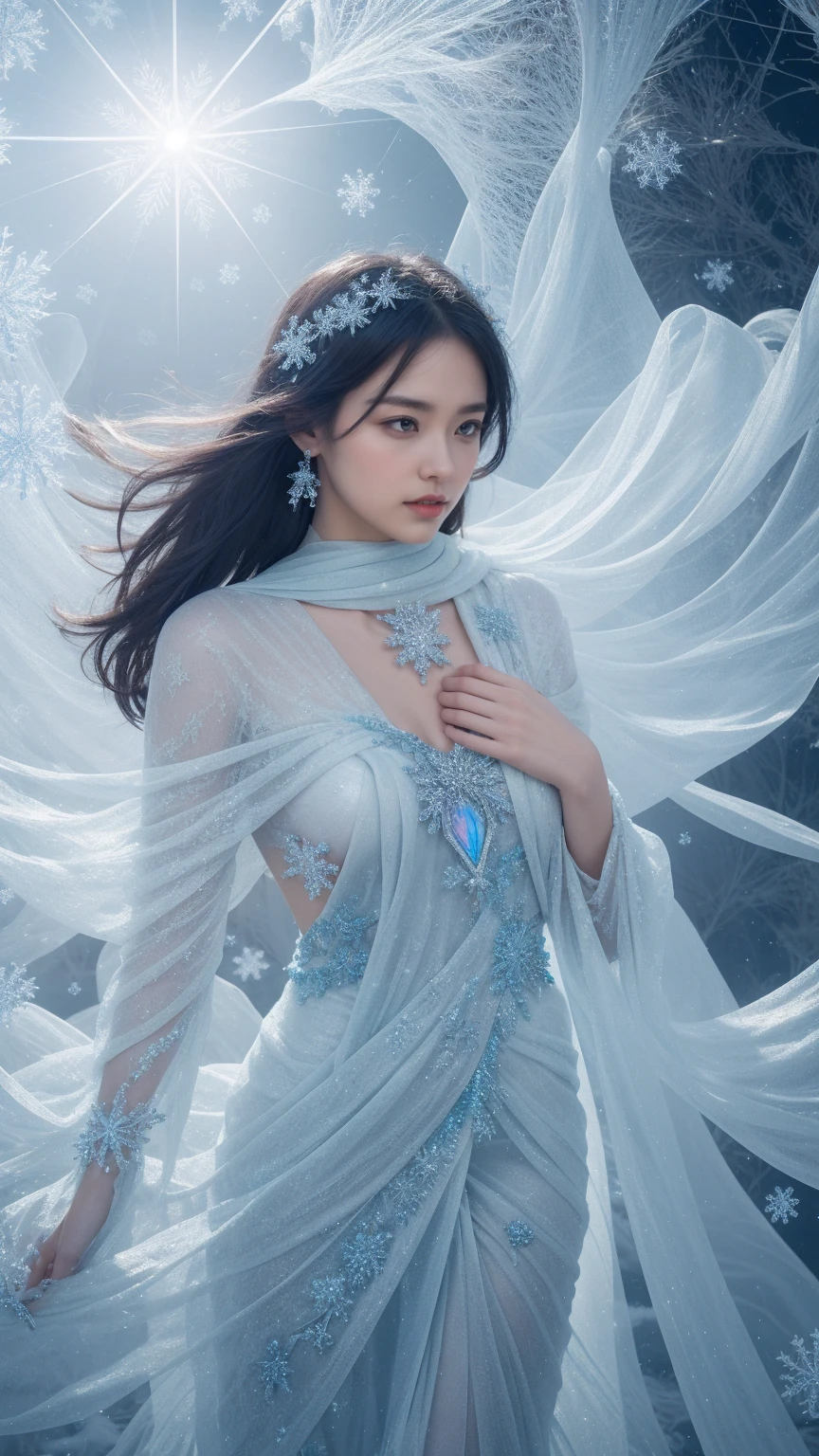 Snow style, Ethereal fantasy concept art of {(Sparkling snow fairy with icicle crown spinning in the air, Transform the cold air into charming snowflakes. They built a crystal palace for the grand Christmas ball,A winter ballet begins.:1.4), Center, symmetry, Disney style, detailed digital art by greg rutkowski and thomas kinkade, Popular on artstation, CG Society, both sides, 8K, HD, detailed, high resolution, Movie, Unreal Engine 5, 4k UHD image, Octane Rendering, epic angle and pose, 3d, Depth of Field, Charming pattern, 创造sex实验, Glowing Magic Trail, Global Illumination, Movie light, epic shot, Festive colors and diffused lights, The award-winning, professional, masterpiece, sharpest, UHD, HDR, 8K} . Gorgeous, Heavenly, Ethereal, sex, epic, majestic, magic, Fantasy Art, Cover Art, Dreamy,