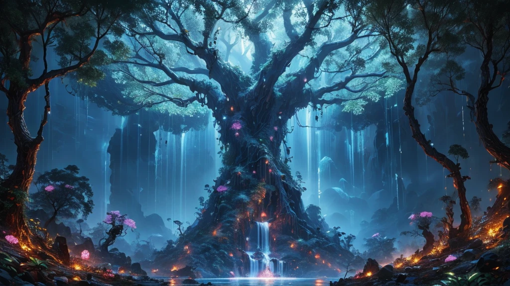 Tree Eyva source of souls from the movie avatar 3, the most beautiful picture in the world, symmetrical composition