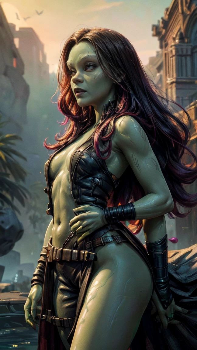 Gamora (aoc:1.1), Braga, in front, curved, wide hips, naked thick thighs oil (best quality,4K,8k,highres,Masterpiece:1.2), Ultra-Detail, (Realists,photoRealists,photo-Realists:1.37), bright. bright shining, brightly lit shiny, detailed naked naked at the pool, Detailed fingers and hands detailed,   small shiny detailed cuvig open thighs legs, Naked (((Hugo Vagina schamlippen)))  Braids hair. It is bright the sun shines on them.