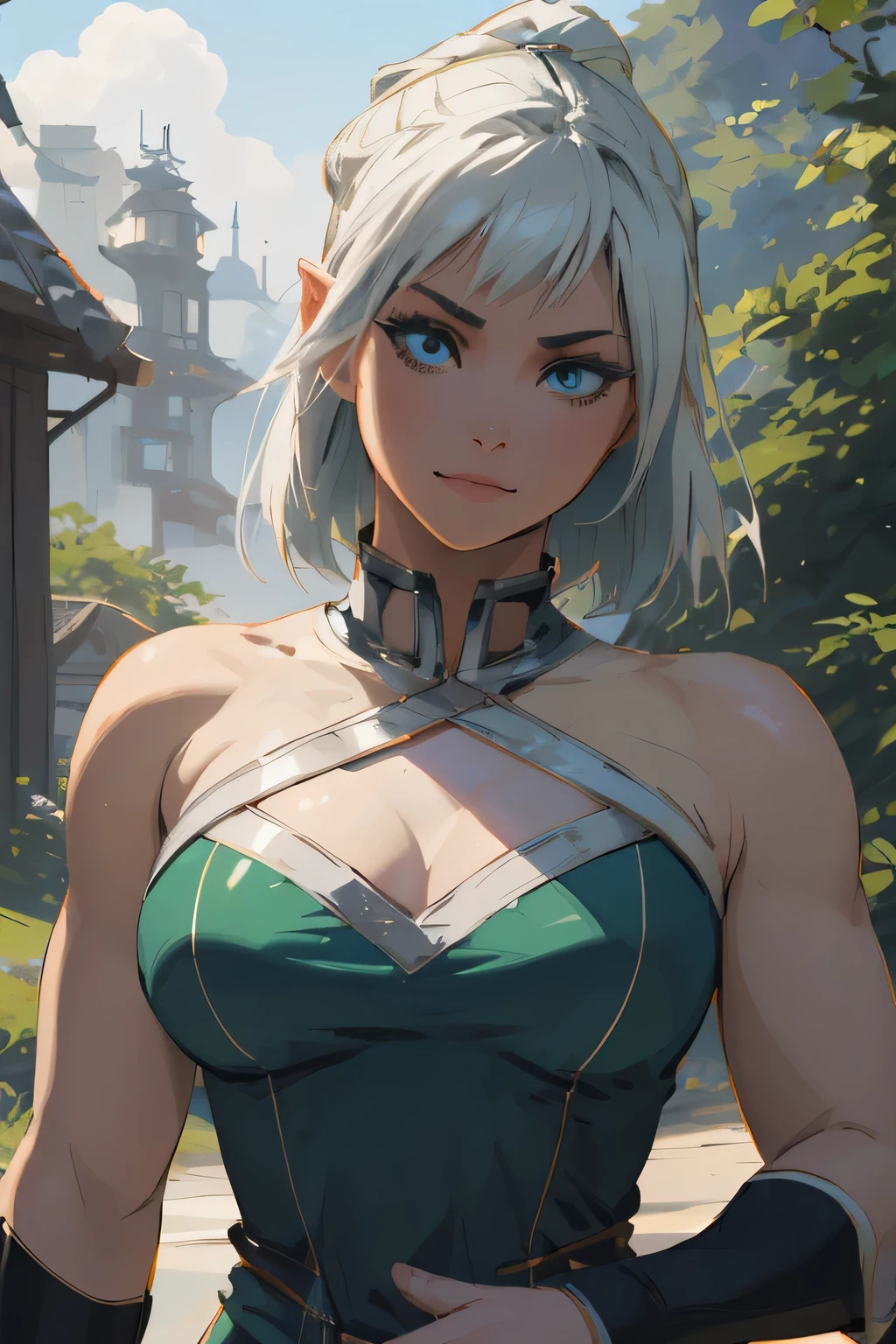 anime girl with blue eyes and a green dress posing for a picture, extremely detailed artgerm, ig model | artgerm, artgerm and atey ghailan, style artgerm, ashe, artgerm on artstation pixiv, artgerm. anime illustration, detailed digital anime art, artgerm portrait, ! dream artgerm