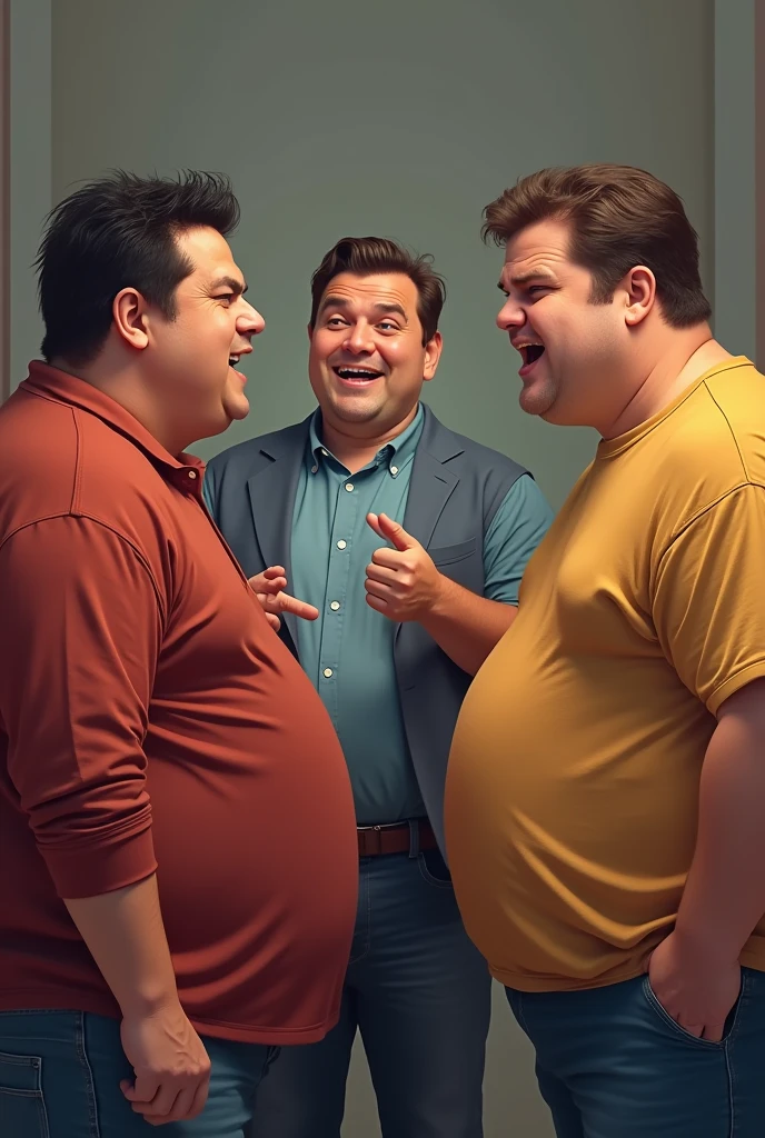 (three men), (three people), (((clutching their crotches))), (((One Adam Hicks banging on the bathroom door))), (urine visible), (((One Jack Black clutching both hands around his crotch))), (((cracked teeth, desperate))), (((One Kenan Thompson clumping his legs in desperation)))