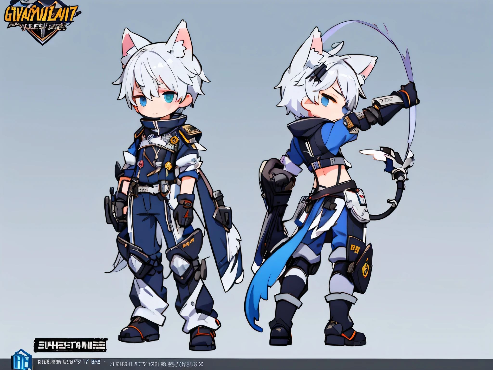 Game CG, 8K quality ,((ONE boy)),hood , anime male protagonist ,Wolf ears,Tail,Handsome Face ,head mounted display, Silver White and Sky Blue Dye,Robotic Warfare Armor ,Mechanical gloves, mechanical combat boots ,Full body portrait, No Background ,arms behind head,leaning back,on stomach,looking up