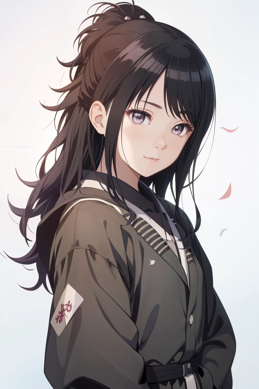 an hiperealistic shot of hinata(shippuden), ((hiori kazano)), idolmaster, Detailed eyes,  long hair, ponytail, half updo, hair ornament,, (sweet woman), manwha style, ((happy)), ((sweet)), ((delicated)), ((facing the viewer))
