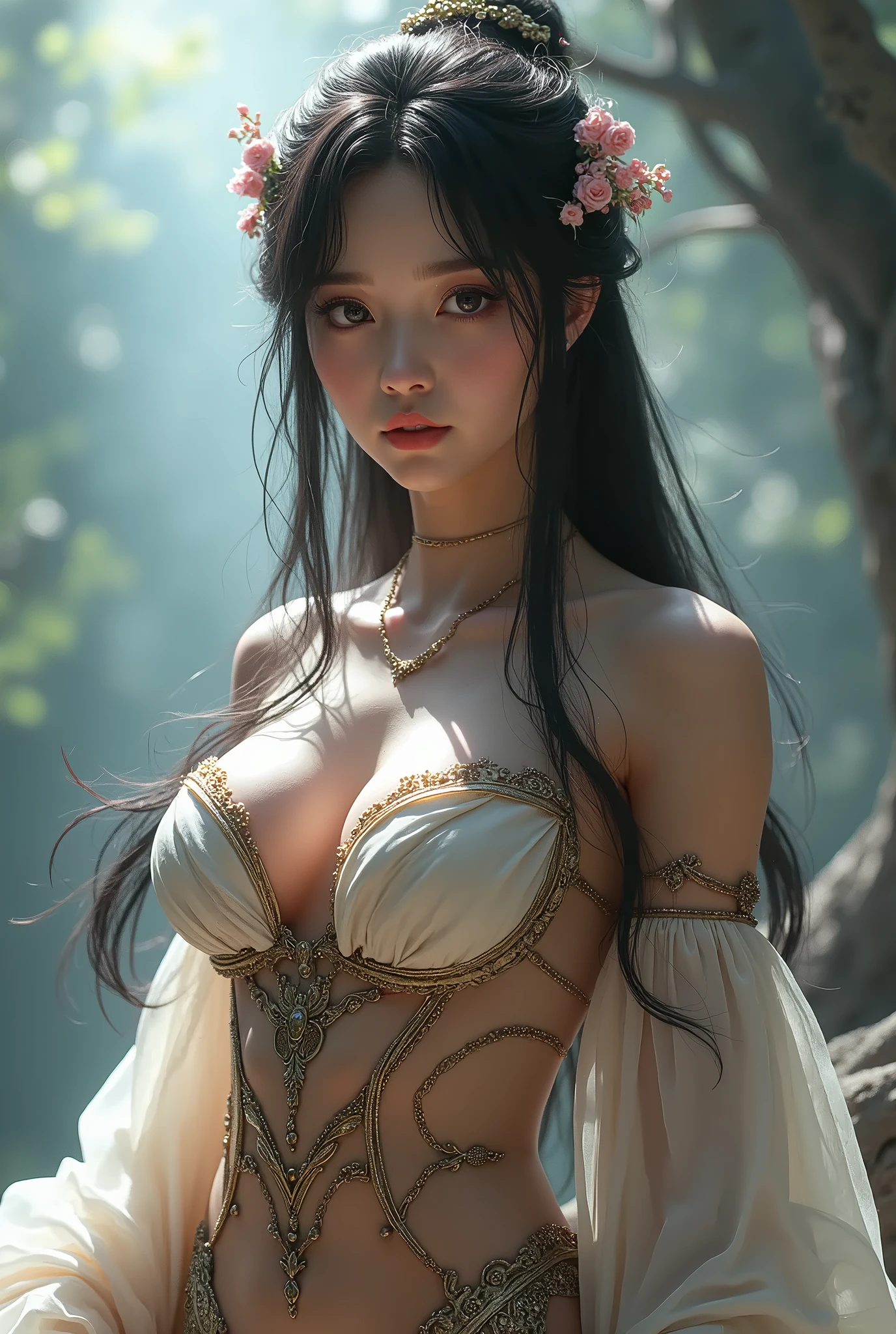 Garota anime com chifres e um vestido branco posando para uma foto, Artgerm extremamente detalhado, Ahri, artgerm no artstation pixiv, comissão para alta resolução, albedo, uma empregada sexy em uma floresta mágica, senhora palutena, fofosexyrobutts, Ross Draws 2. 5, kda, wlop e sakimichan, anime girl with horns and a white dress posing for a picture, extremely detailed artgerm, ahri, artgerm on artstation pixiv, commission for high res, albedo, a sexy maid in a magical forest, lady palutena, cutesexyrobutts, rossdraws 2. 5, kda, wlop and sakimichan, nude, solo, lying on back, legs spread, pussy, anus, nipples, navel, looking at viewer, score_9, score_8_up, score_7_up, score_6_up, score_5_up, score_4_up, (mother and dad:1.5) ((both having sex)) ((standing and carrying sex position)), Extreme Details, filmisch, glittering, glittering hair, glittering clothes, dark-skinned_weiblich, 4k, 8k, Realistisch,