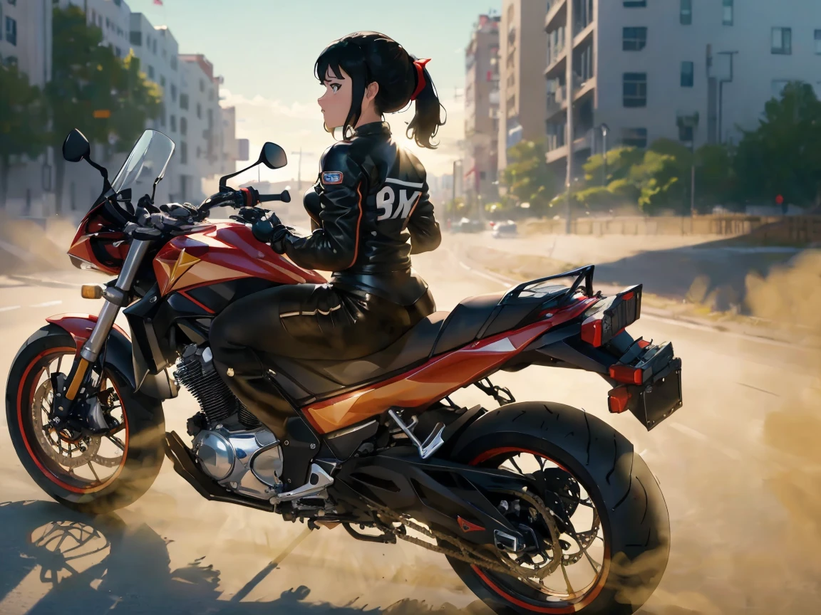 masterpiece,best quality, 1girl,solo kill la kill, ((velocity)),Attacked by farts, (((Women farting))),(girl farting while riding a sport bike),velocity,)(a female motorcycle club member),(wearing a motorbike community clothing ),(her butt facing screen)) (ponytail blackhair),(Asian woman),(Highway),(masterpiece:1.2、top-quality, best-quality)、(the Extremely Detailed CG Unity 8K Wallpapers、ultra-detailed、Best Shadows)、(Detailed background)、(The best lighting、extremely delicate and beautiful)、depth of fields、1girl in、solo、