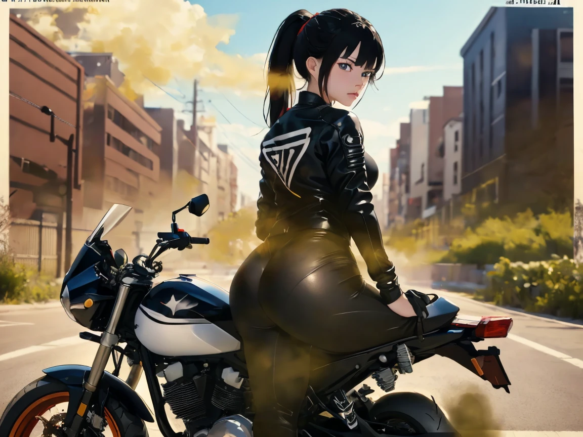 masterpiece,best quality, 1girl,solo kill la kill, ((velocity)),Attacked by farts, (((Women farting))),(girl farting while riding a sport bike),velocity,)(a female motorcycle club member),(wearing a motorbike community clothing ),(her butt facing screen)) (ponytail blackhair),(Asian woman),(Highway),(masterpiece:1.2、top-quality, best-quality)、(the Extremely Detailed CG Unity 8K Wallpapers、ultra-detailed、Best Shadows)、(Detailed background)、(The best lighting、extremely delicate and beautiful)、depth of fields、1girl in、solo、