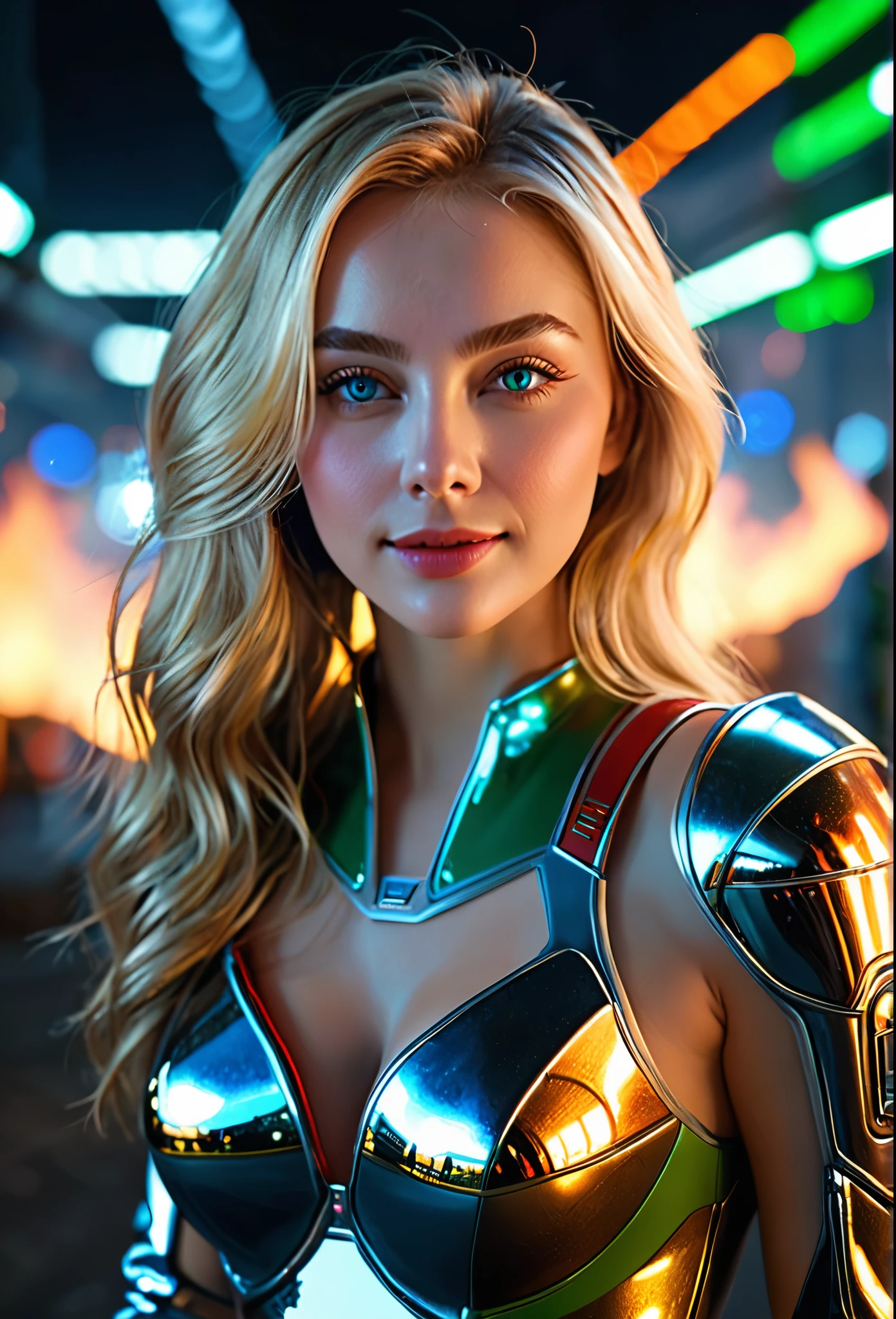 (dynamic lighting), (75mm), (realism), (realistic)), (depth of field), (UHD), (32k), (Mastepiece), (highres, high resolution), (Advanced facial details), (shiny skin), (photorealistic), (dslr), (soft lighting), (high quality), (clearly face), ((full body shot:1.5)), (finely detailed face), (top quality), (Best Quality), (long straight platinum blonde hair), ((alena aenami)), smiling, (VERY INTENSE MAKEUP), voluptuous, neckline, sexy, Superheroine power girl, (with beautiful legs and feet),