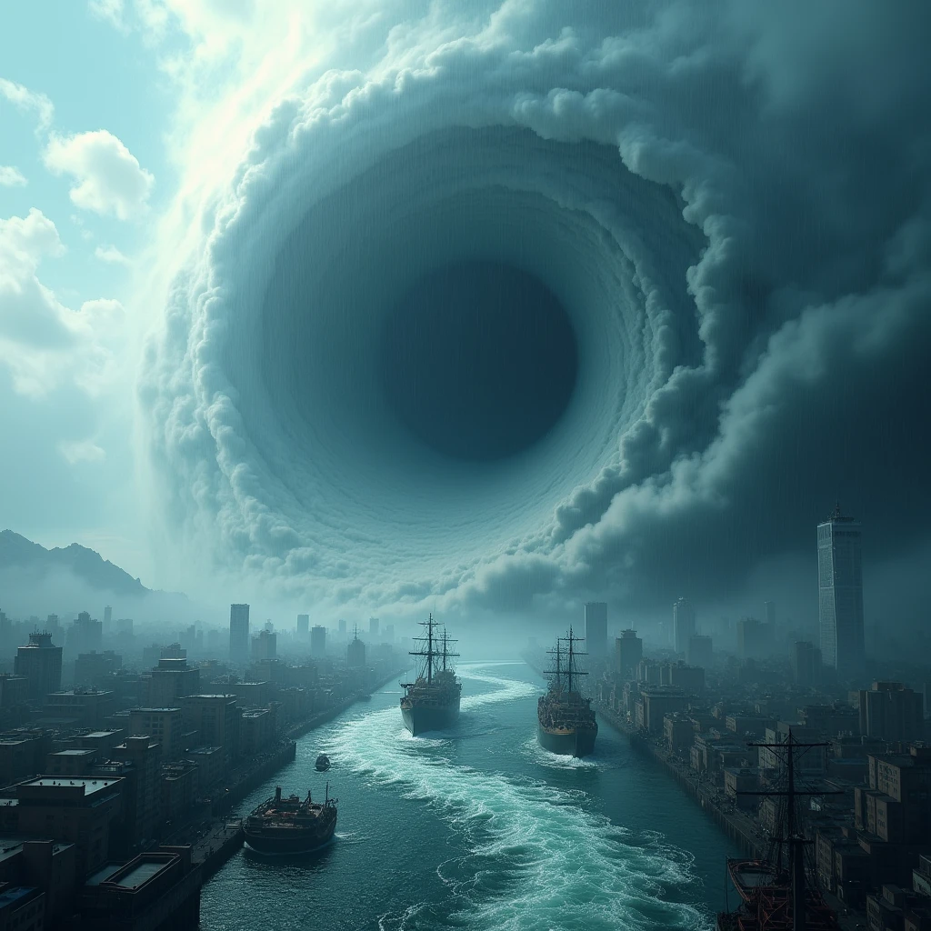 (((Massive typhoon vortex ))), high definition, accurate, actually exists,Heavy rain warning, rushing into the harbor,8K video,The biggest in record , history,(Aerial Footage , Drone Footage),{{{{{{{(masterpiece, .CGI:1.4),(8k raw photo, best quality, masterpiece:1.2) super detailed official art,photorealistic:1.37, (outstanding, professional),masterpiece,best quality,ultra detailed, highres ,high-resolution,4K,4Kportrait,8k,8kportrait,unity8kwallpaper,extremely detailed CG,realistic