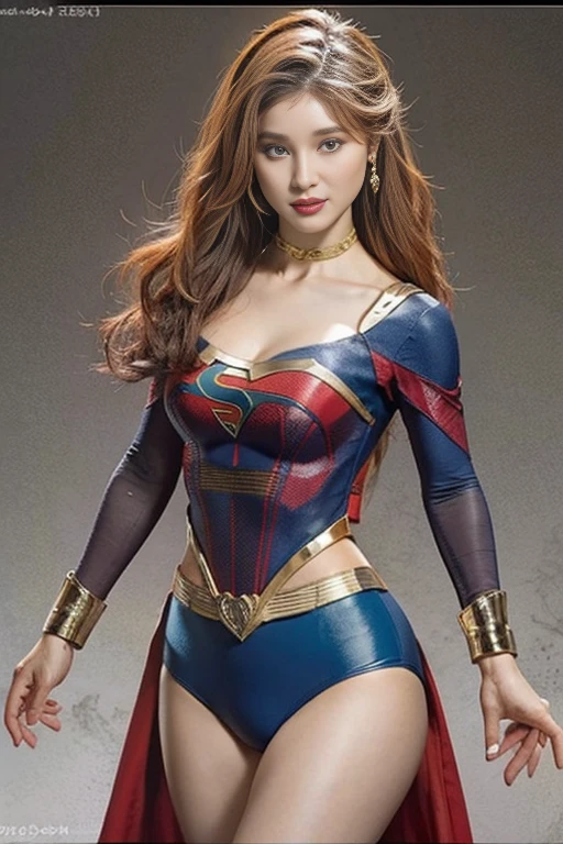 Best Quality, Realistic, photoRealistic,  1 portrait at the time of winning the award, ( intricate detail: 1.2), (Subtle details), ( intricate detail), (Cinematic Light), 1peopleの成熟した女性, Well-groomed super medium hair ,  Supergirl,  bouncy breasts so big and firm that they stick out of my big body: 1.7,  nipples that can tell the shape even when wearing a costume:1.5, Slim and tight waist ,  big round ass ,  An ideal and attractive body line, There is also a Superman emblem on the chest of the special luxurious formal costume at the time of the award, people々A gentle expression that makes you feel at ease , Smiling,  anatomically accurate, 