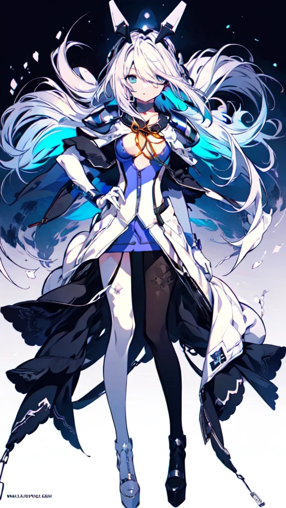 Symphonic_sugar,light blue hair,navy blue eyes,hair ornament,long hair,white long_glove,light blue short dress,black pantyhose,high heel, small,
((Blake full body)),
 Break White Backgrounds ，Break from below ， Look Down，Lower your gaze，
 breaks dynamic shots，Kung Fu Pose，Best Quality,  high definition,  unity 8k Wallpaper , (shape:0.8), ( beautiful detailed eyes:1.6),  high-definition face ,  perfect sentence ,  CG in detail, (Perfect hands,  COMPLETE ANATOMY),