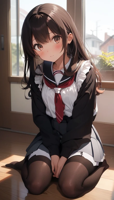 Masterpiece quality high resolution、Anna Tanaka , Long Hair, please sit down,Bent knees、eight-headed body、Beautiful feet 、On campus、As if looking from below、Embarrassing、Red Lingerie
