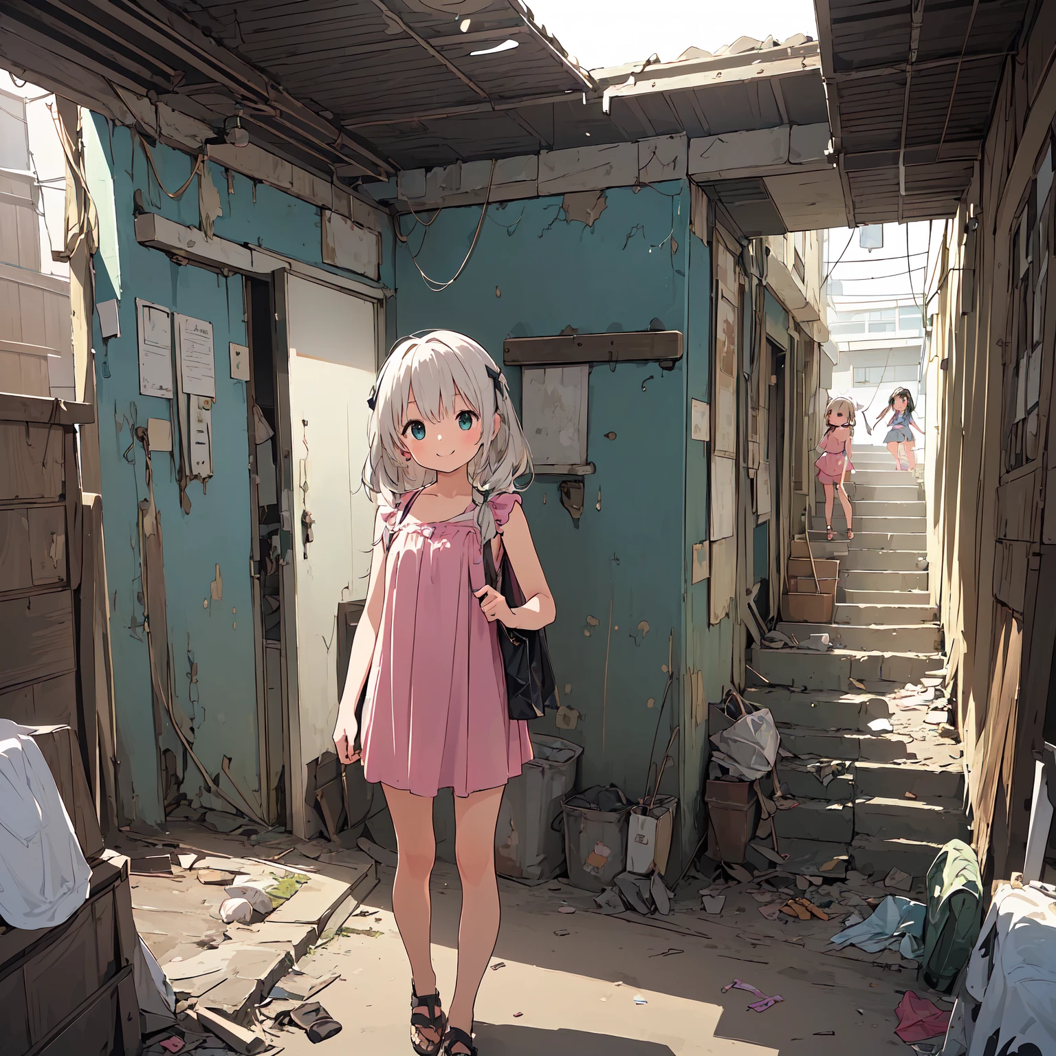 
(masterpiece、Best Quality)、((3 girls、Girl in summer clothes 、Detailed face、smile))、Have fun with everyone 、(Poor conditions)、Figure-centered composition、( housing complex、An abandoned hot spring town 、Dark and unsanitary、Bulky garbage、Battleship Island:1.2、Stairs to the basement、 underground shopping mall)、 perfect anatomy 