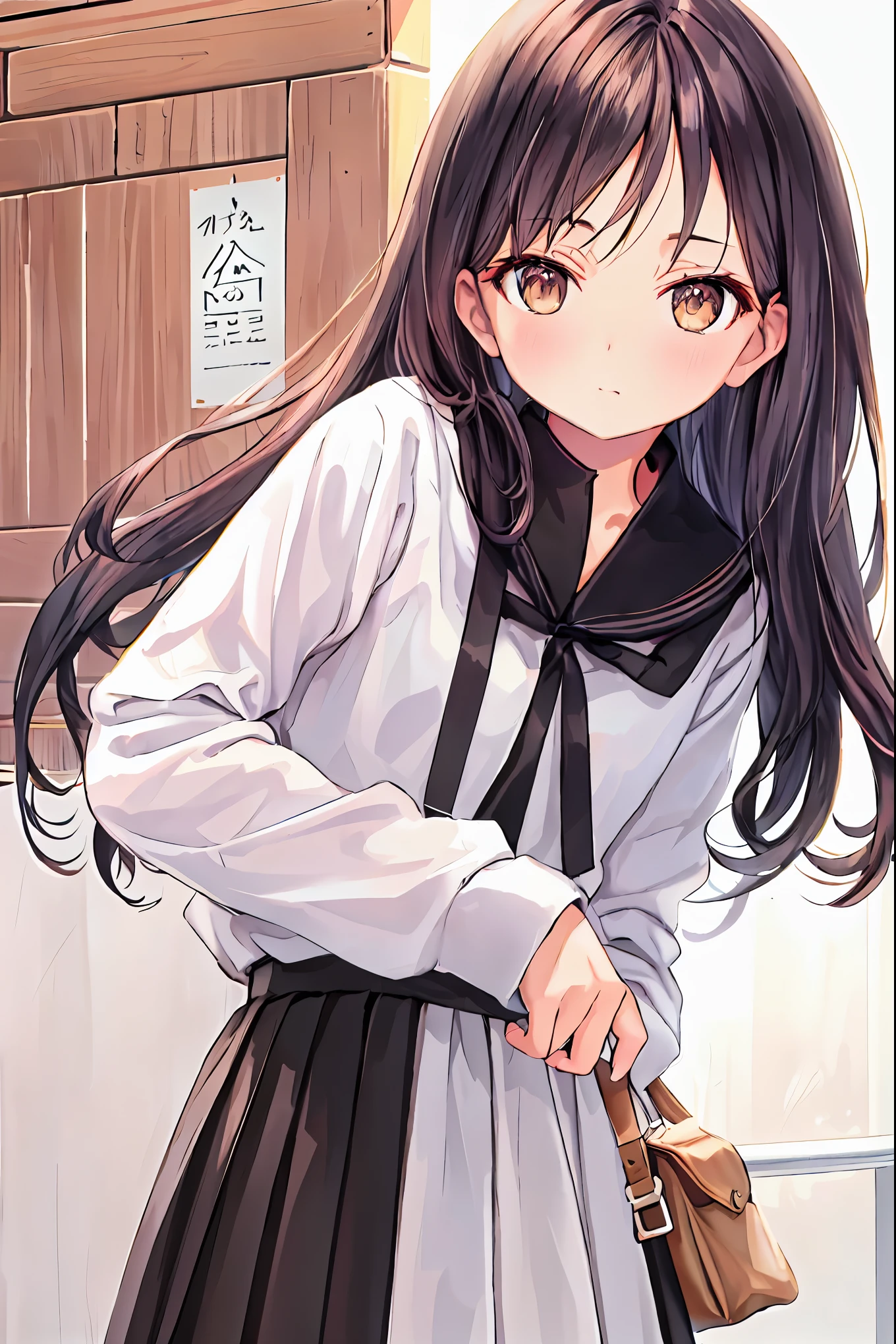 ( s)，Best Quality， beautiful face in every detail ，cute，  dark brown eyes，(背の低いcute女の子，Young student，Young and delicate girl）,（masterpiece，Best Quality)， Black Hair ， sleepy look after intercourse， short-sleeved white shirt，Checkered white skirt，Pathetic，Pathetic，Pathetic