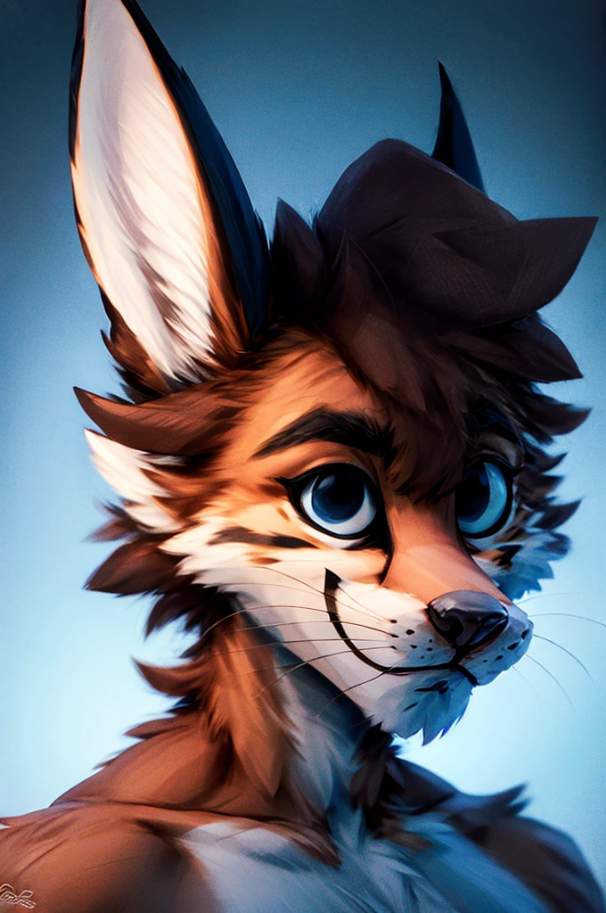 a close up of a man with a cat's head and blue eyes, anthro portrait, headshot of young male furry, furry character portrait, realistic artstyle, portrait of an anthro fox, anthro art, masterpiece anthro portrait, male furry mini cute style, hyper realistic fur, male fursona, photorealistic artstyle, fursona art