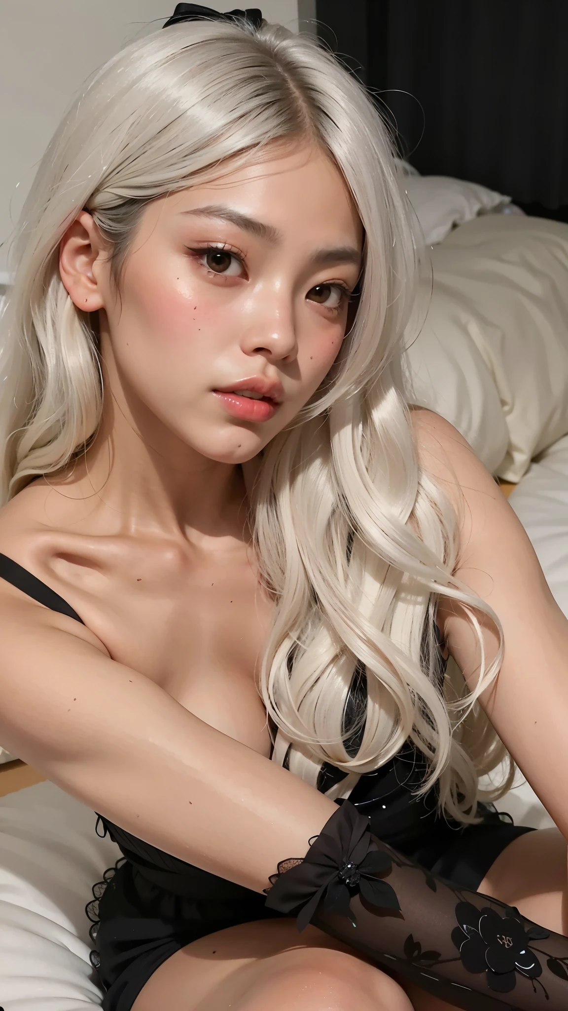 a close up of a woman in a black dress posing for a picture, Jennie Blackpink, gemma chen, young cute wan asian face, Marin Kitagawa, xintong chen, wenfei ye, jossi do blackpink, lulu chen, shiori teshirogi, aoi ogata | | | | | | | | | | | | | | | | | | | | | | |, she's facing the camera, kiyoko suzuki, yanjun chengt