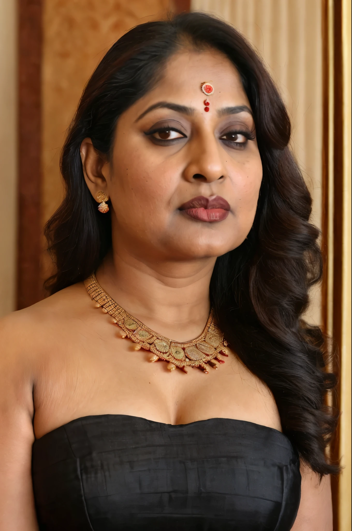 50yo mature MILF Anushka Shetty,((best quality)), ((masterpiece)), ((realistic)), eye kajal, mascara, red lips, sensual Beauty, provoking body, extreme sweat, sweat soaked skin, slight stretch marks, alluring figure, bulging figure, thick charming lady, curvy, thick navel, full figured woman, eye kajal, massive breast, full body, styled hair, pierced eyes, female face,royal aura, trend on artstation , sharp focus, studio photo, intricate detail, very detailed, detailed eye, illustration, very detailed, sharp focus, digital render, professional, 4k