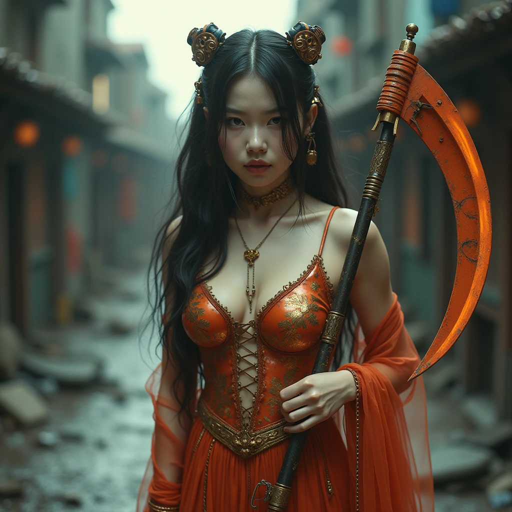 CG Giant Secret Realm，Asian women pose in colorful bikinis, Realistic secret manga girl rendering, detailed face of a asian girl, Realistic in the secret world, Smooth CG art, Realistic. Cheng Yi, Realistic secret style, A lovely secret rendering, Rendu portrait 8k, Render character art 8 K, Kawaii realistic portrait， （Linen batik scarf）， Angry fighting stance， looking at the ground， Batik linen bandana， Chinese python pattern long-sleeved garment，Uncharted（Abstract propylene splash：1.2）， Dark clouds lightning background，废墟（realisticlying：1.4），Black color hair，Flour fluttering，Telephoto lens high， A high resolution， the detail， RAW photogr， Sharp Re， Nikon D850 Film Stock Photo by Jefferies Lee 4 Kodak Portra 400 Camera F1.6 shots, Rich colors, ultra-realistic vivid textures, Dramatic lighting，8K quality, Girls，Backstreets， Dark clouds lightning background（realisticlying：1.4），Black color hair，Uncharted， RAW photogr， Sharp Re， Nikon D850 Film Stock Photo by Jefferies Lee 4 Kodak Portra 400 Camera F1.6 shots, Rich colors, ultra-realistic vivid textures, Drama light film CG society，Tropical canyon battle scene、Chinese big breasts、Vintage trench coat、three kingdom、ember、100 people、Faraway view、intense battles、high detal、masuter piece、NSFW，Multi-layered long-sleeved gauze garment，Quick-dry vest，Colorful cotton and linen sweater，Red and black snake cloak cloak，Doomsday ruins（Uncharted）Climb the streets（Armageddon）eyes filled with angry，He clenched his fists