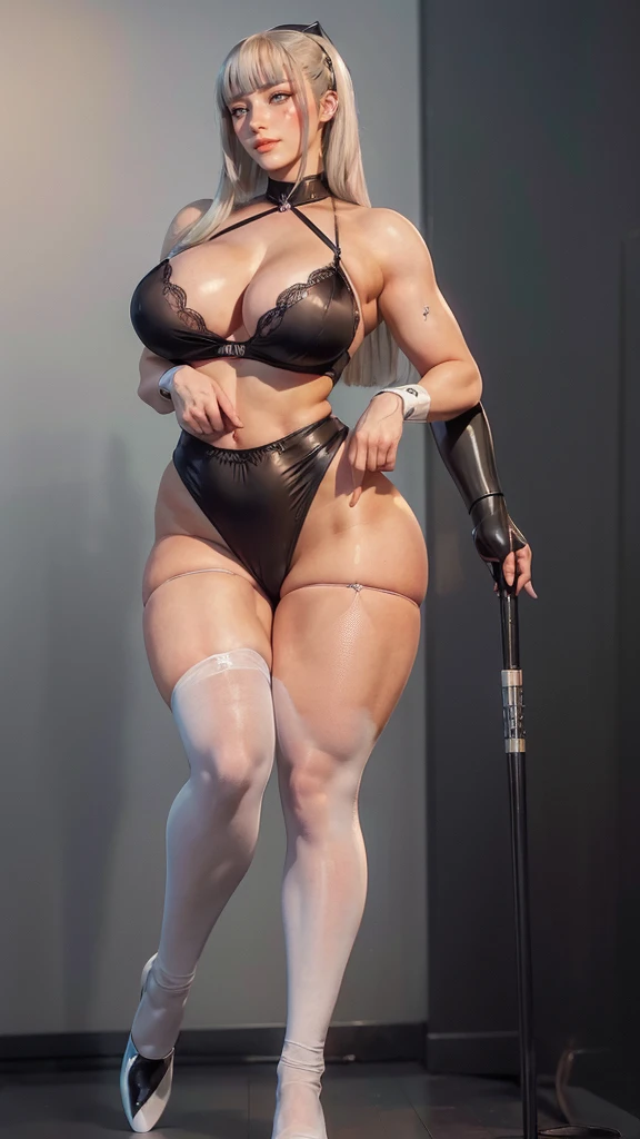 1 girl, big body, slim build, small waist, Fishnet black, huge breasts, (((fishnet pantyhouse))) large grid, ((thin thong)), ((black sweatshirt)), thick legs, wide hips, big legs, [[[nipples]]], big butt, embarrassed face, steam and sweat, tight clothing, pulled up sweatshirt ,((big nipples)), sagging breasts, long hair ,light blue eyes , pink hair, ramdom hairstyle, naked breasts, hearts rose, huge thighs, navel, black tight mesh ,((massive big  )) , ((mature)), woman,