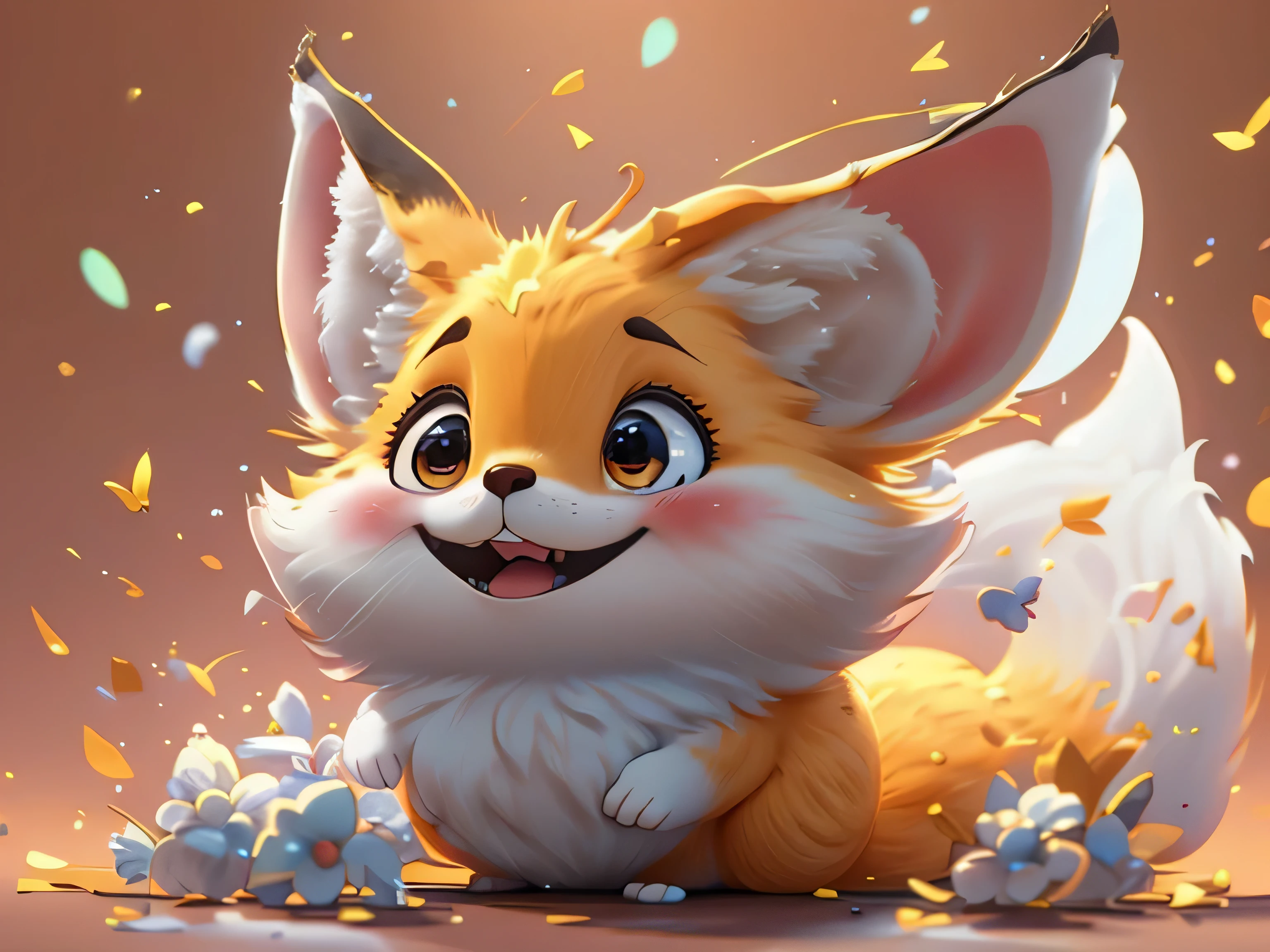 Magical Fantasy Creature, (Best Quality, Masterpiece, Representative Work, Official Art, Professional, Ultra Fine Detail, 8k:1.3) Fox Spirit, Super Cute, Big Eyes, Soft, Delicate Nose, Fluffy, Two-Toothed Smile, Cute Fennec Fox Ghost, Realistic, Beautiful, Sparkling, Stars in Eyes, Star Pearl, Fox Lights, Soft Volumetric Light, (Backlight:1.3), (Cinematic:1.2), Intricate Details, (ArtStation:1.3), --auto --s2