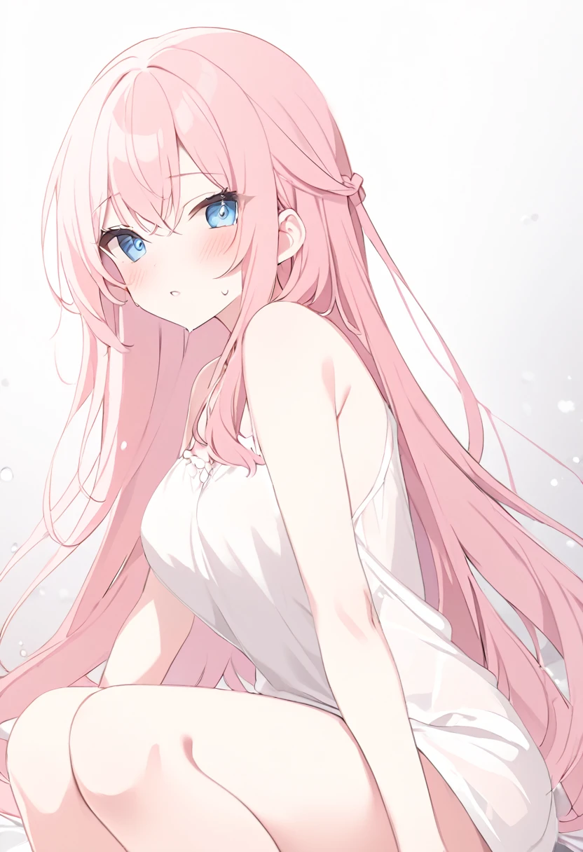 luka megurine, blue eyes,  Long Hair, Pink Hair,., Large Breasts,, SNOW, Live Stage, alone, , Blank look,  (Sweating profusely, Love Juice, Wet woman, Female ) naked, Browsing Caution, Pee, Breastfeeding, projectile Breastfeeding, nipple