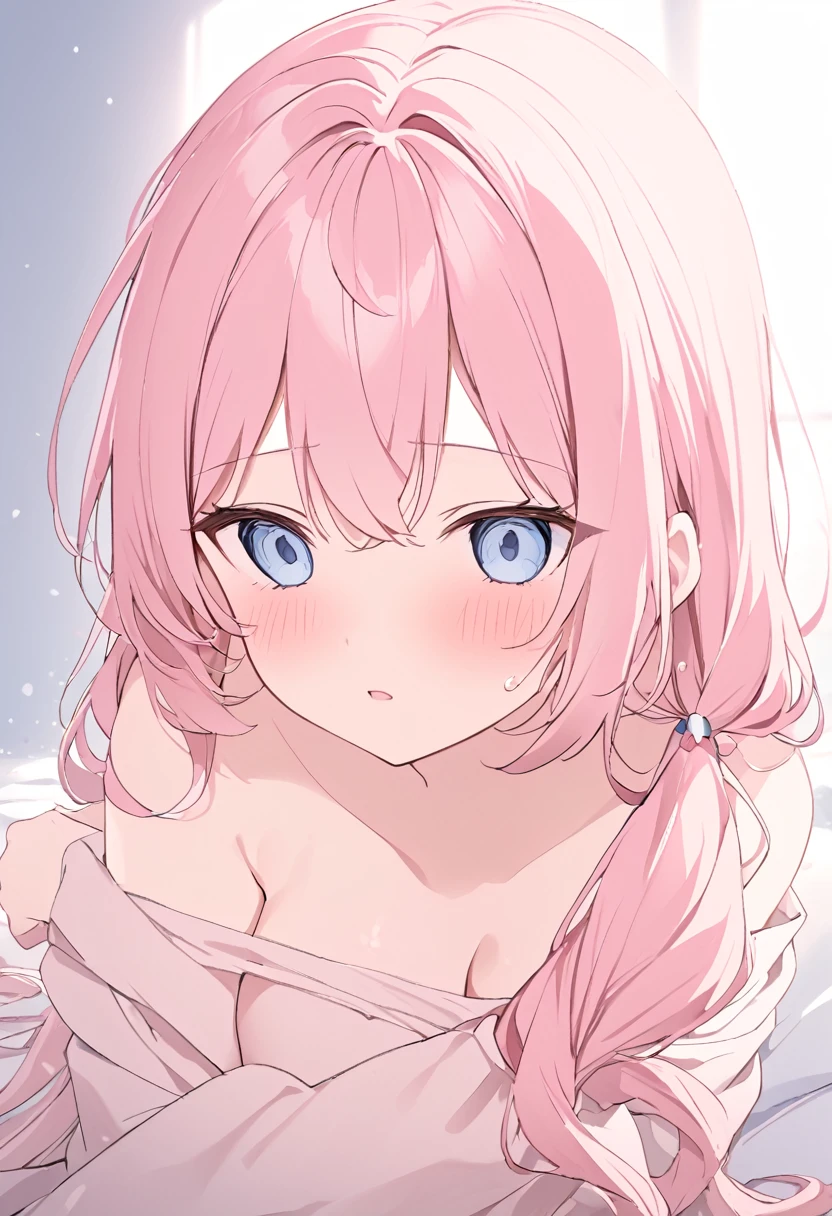 luka megurine, blue eyes,  Long Hair, Pink Hair,., Large Breasts,, SNOW, Live Stage, alone, , Blank look,  (Sweating profusely, Love Juice, Wet woman, Female ) naked, Browsing Caution, Pee, Breastfeeding, projectile Breastfeeding, nipple