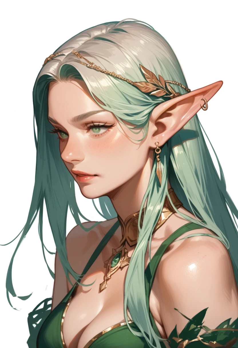 Cartoon of a girl, elf woman, simple background
